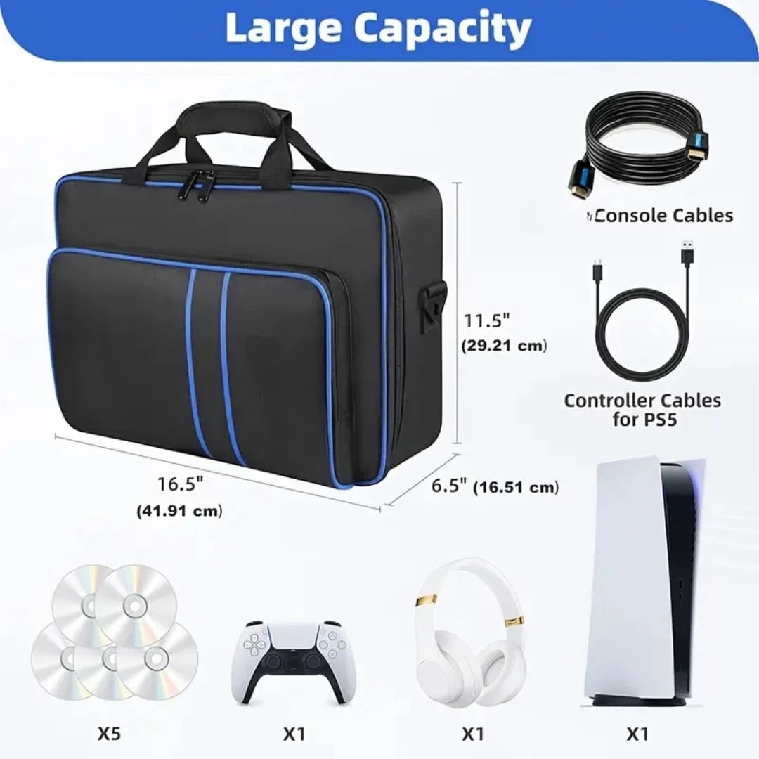 1pc Carrying Case For PS5, Travel Carry Bag For PS5 Console Controller, Large Capacity Protective Storage Case Compatible