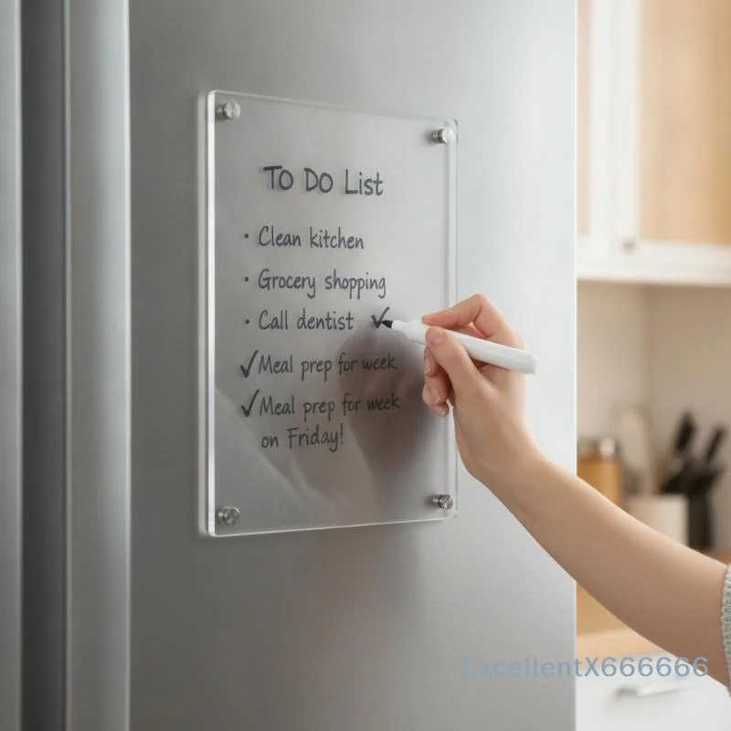 HTMCK Transparent Magnetic Acrylic Weekly Planner Message Board Scratchable Fridge Sticker for Grocery List Reminder