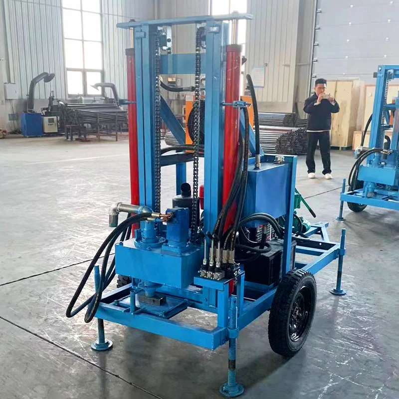 Perforatrice idraulica portatile personalizzata per pozzi d'acqua su cingoli 25hp 30hp 35hp Motore diesel 150m Perforatrice per pozzi profondi
