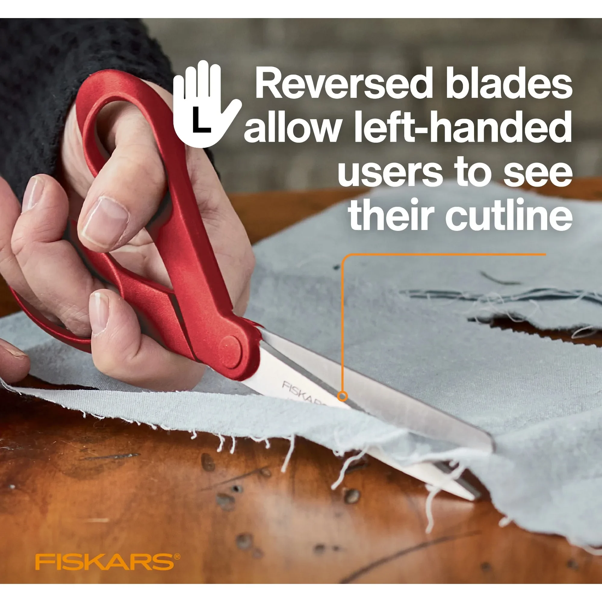 Fiskars 8" Tesoura de tecido para canhotos, tesoura vermelha tesoura papelaria