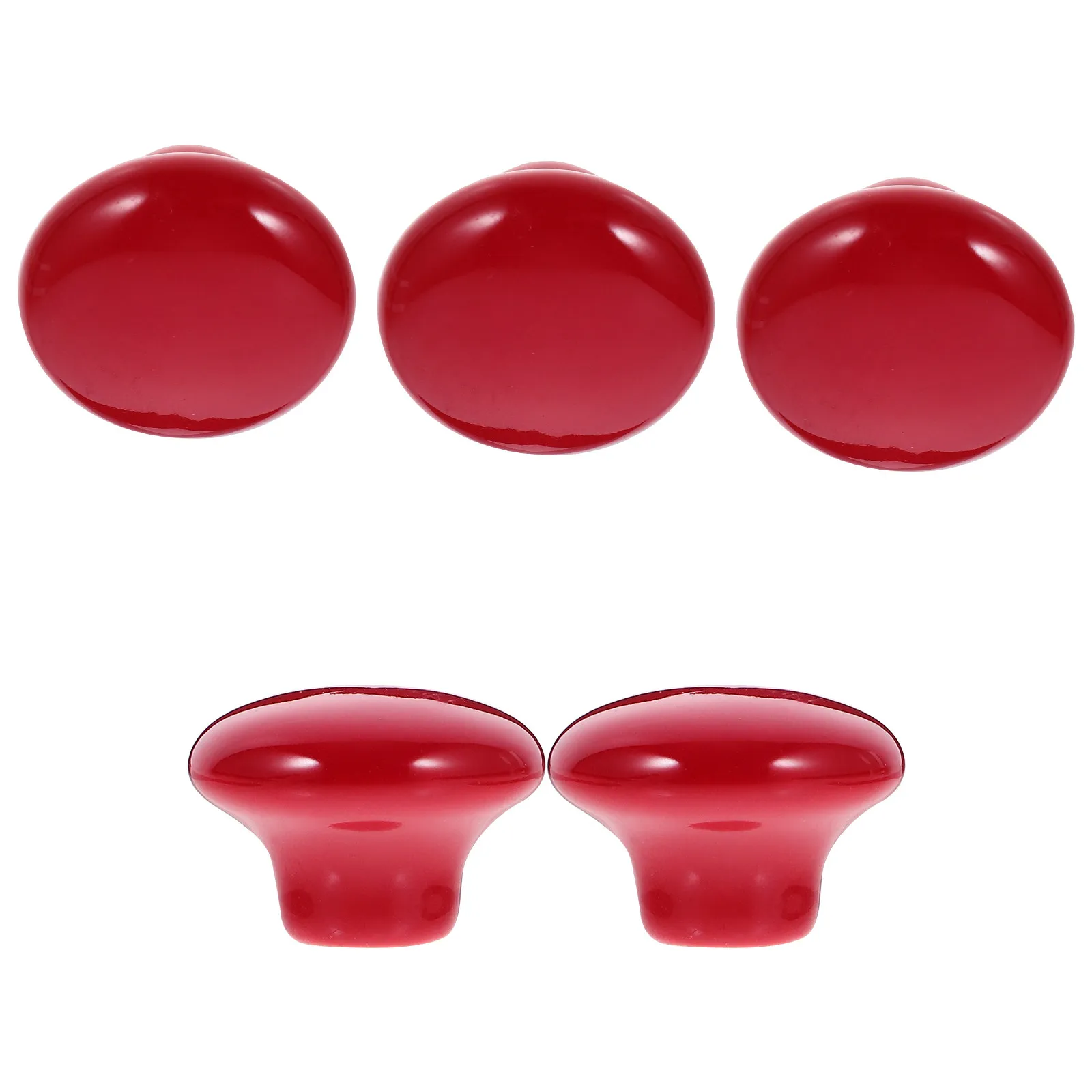 Red Round Ceramic Cabinet Knobs 5 Piece Set Drawer Door Wardrobe Dresser Kitchen Furniture Pull Handles