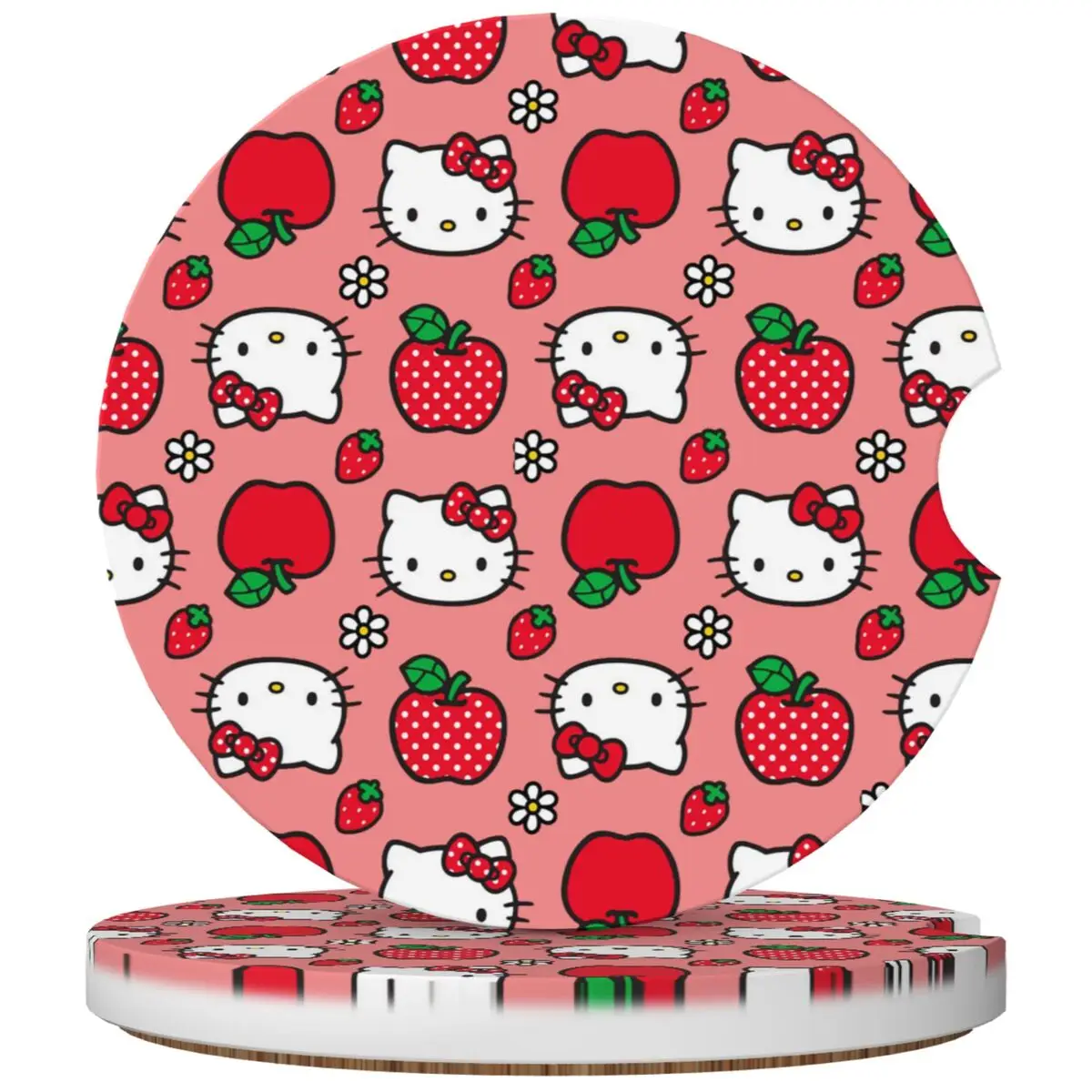 Kawaii Car Cup Coaster 2 Pack Sanrio Cute Hello Kitty Car Interior Accessories Sanrio Cartoon Universal Recessed Car Cup Mats