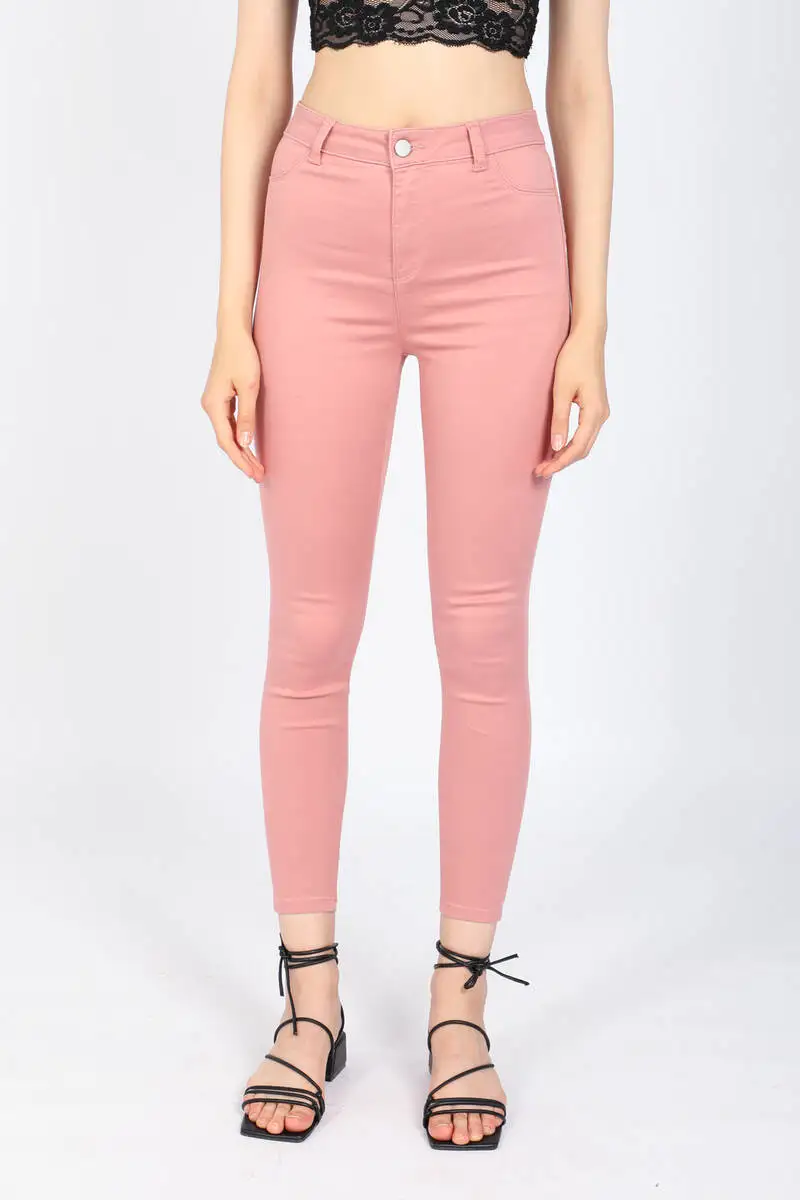 Women's Super Skinny Fit Jean Leggings Pants Pink