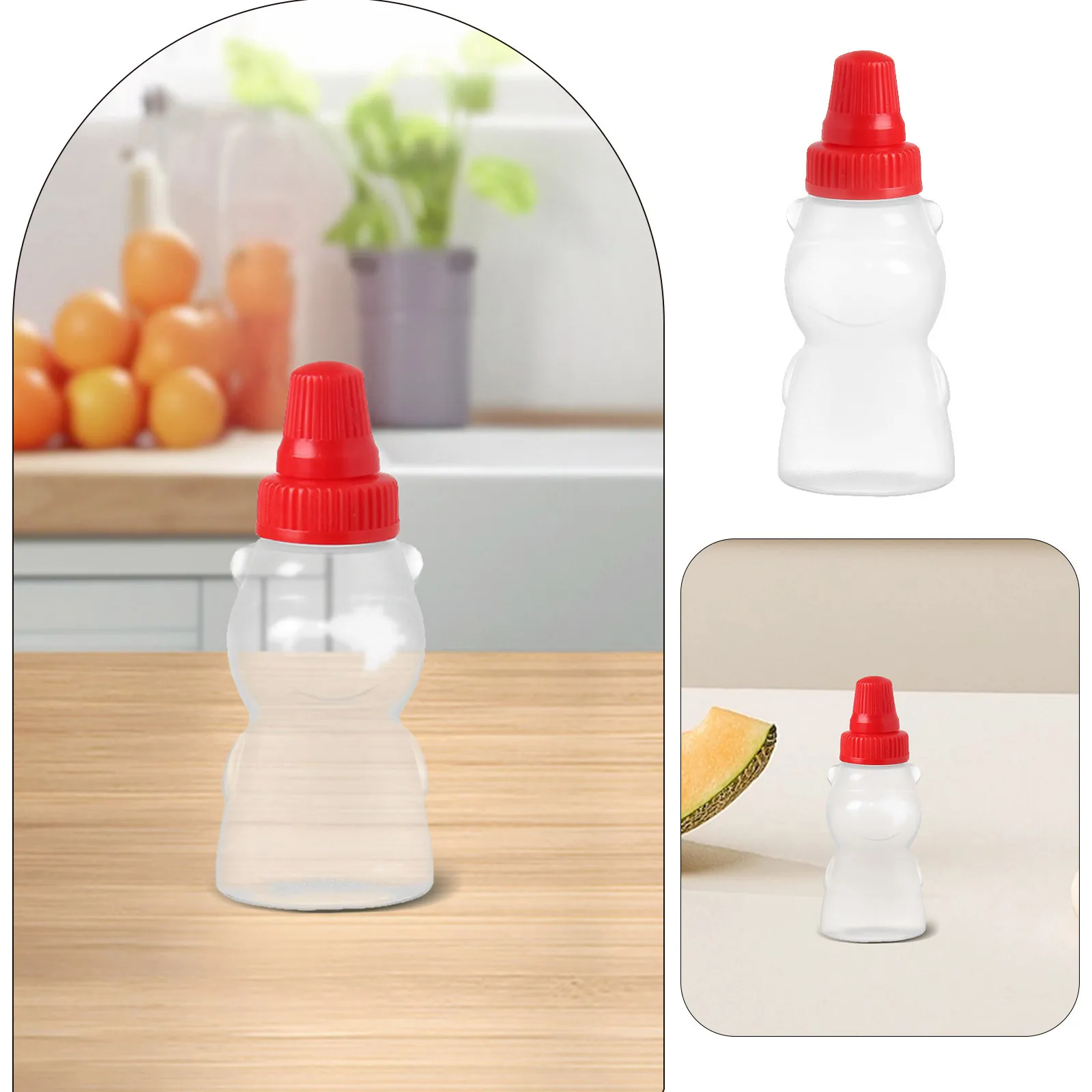 8Pcs Mini Bear Sauce Bottles Plastic Reusable Condiment Containers for Soy Sauce Ketchup Salad Dressing Outdoor Kitchen