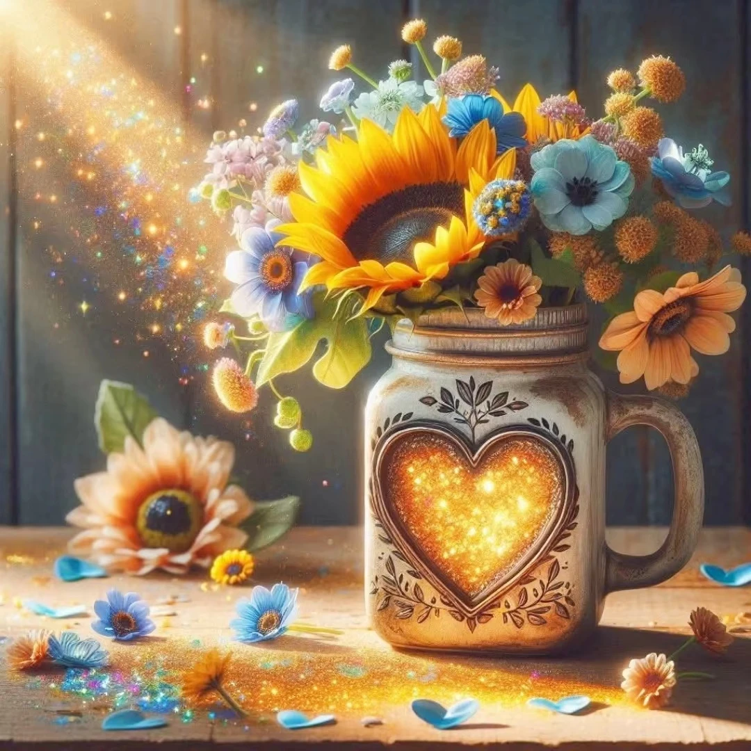 

5D DIY алмазные наборы для рисования, ремесла, вышивка, цветок, мозаика, ваза в форме сердца, стразы, вышивка крестиком, домашний декор, игрушка в подарок