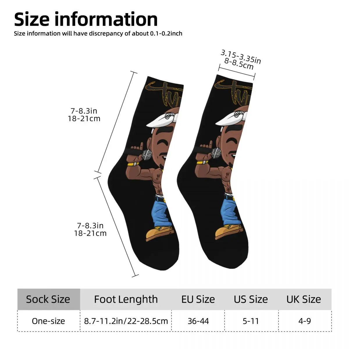 Chaussettes Tupac imprimées pour hommes et femmes, jolies, applicables tout au long de l'année, cadeau spanGift