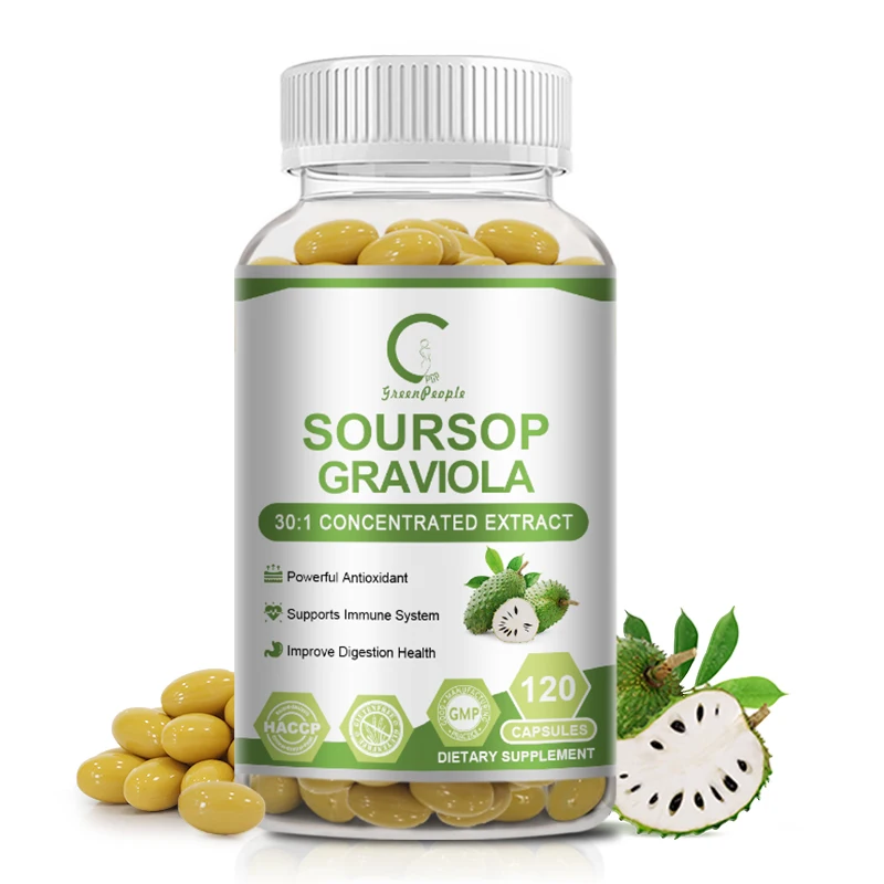 Gpgp Greenpaople Soursop Graviola Leaf Extract Capsules Vitamin C Skin Immune Digestion Blood Pressure Health Sleep Quality