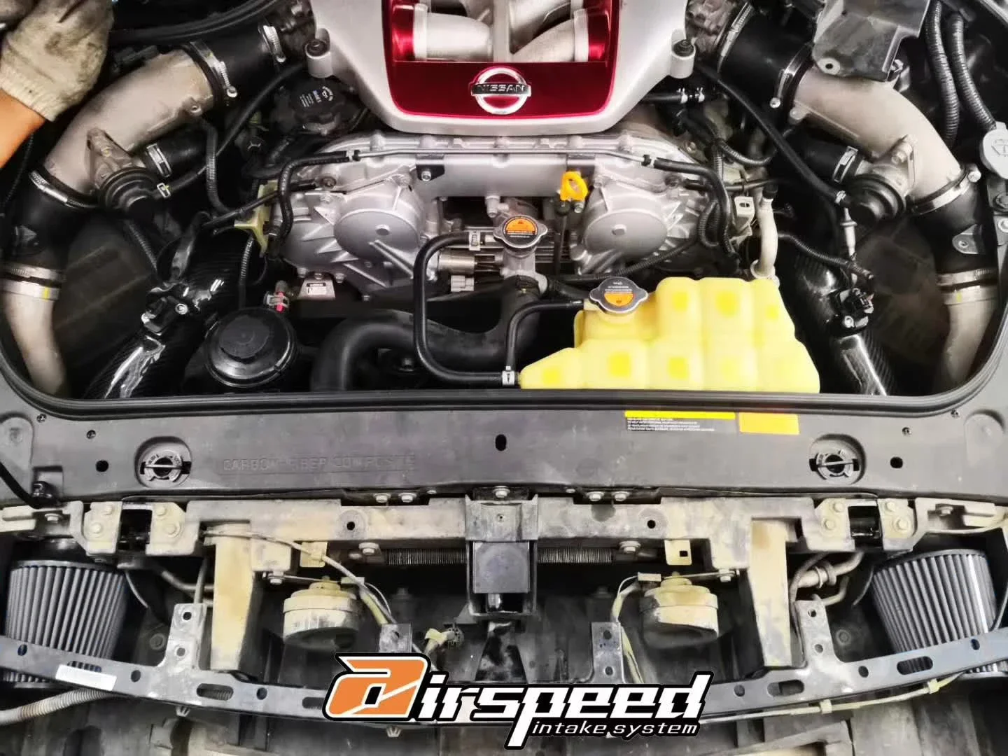 Airspeed Brand Quality 100% Dry Carbon Fiber Cold Air Intake System without bellows For Nissan GTR R35