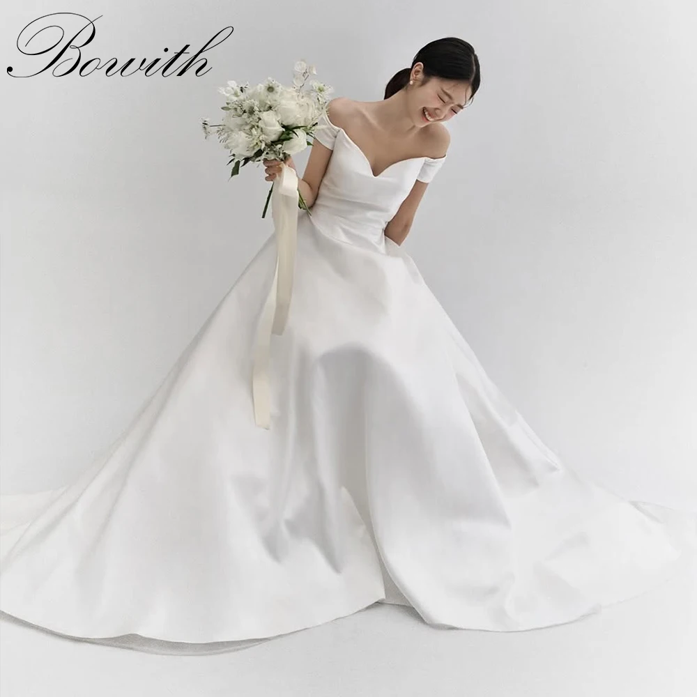 

Bowith Korean Wedding Dresses A-Line Simple Bride Dresses Customized Wedding Party Dresses Photo Shoot ウェディングドレス