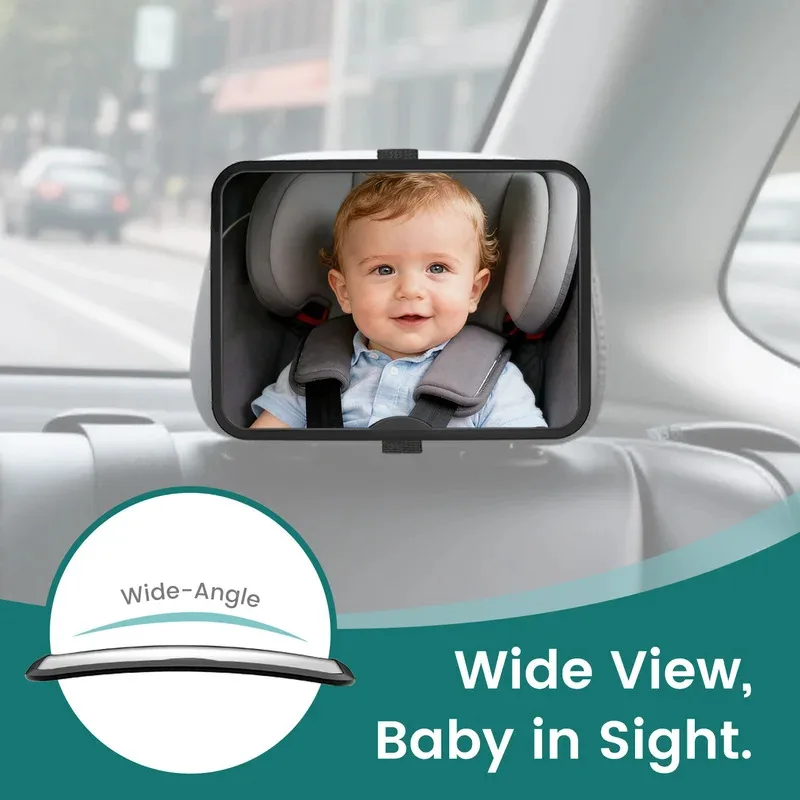 Baby Car Mirror for Rear Facing Infant with Wide Crystal Clear View, Shatterproof, Adjustable, Crash Tested Car Rearview Mirror