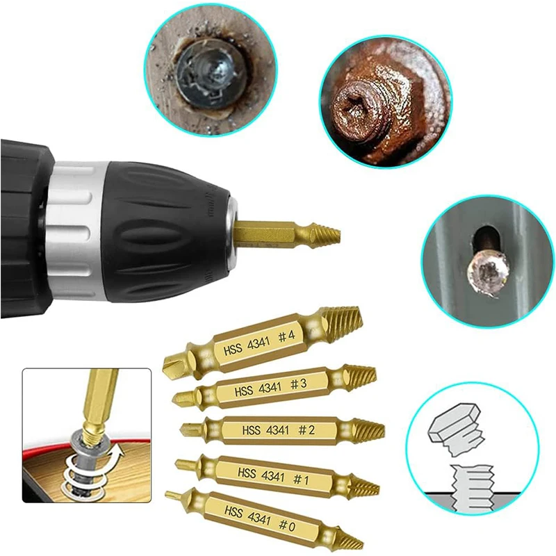 Damaged Broken Screw Extractor Drill Bit Set Stripped Broken Screw Bolt Remover Extractor Easily Take Easy Out Demolition Tools