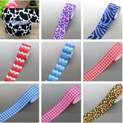 DHK 1.5'' 5yards Plaid Check Leopard Wave Cow Printed Grosgrain Ribbon Accessory Hairbow Decoration DIY Wholesale 38mm C1872