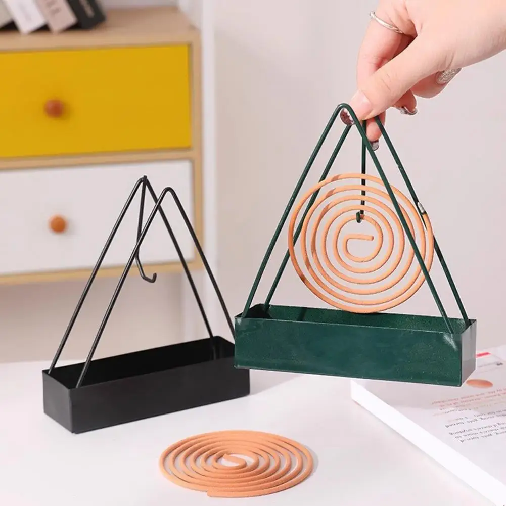 

Repellent Coil Holder Portable Triangle Incense Coil Holder with Ash Catcher Tray Spiral Hanger Stand Decorative for Repelling