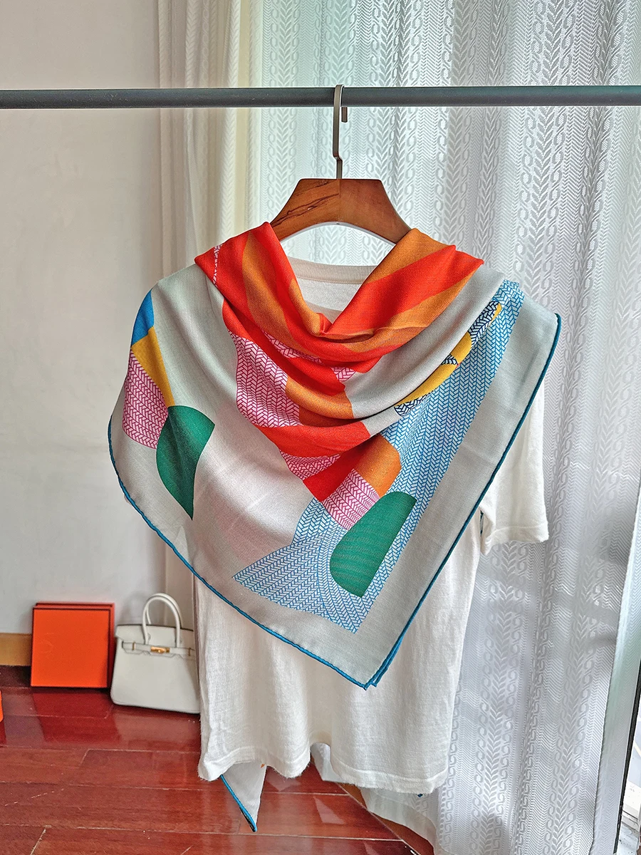 2023 new arrival autumn winter 140*140 cm scarf 70% cashmere 30% silk scarf wrap for women lady gift Pony Jump