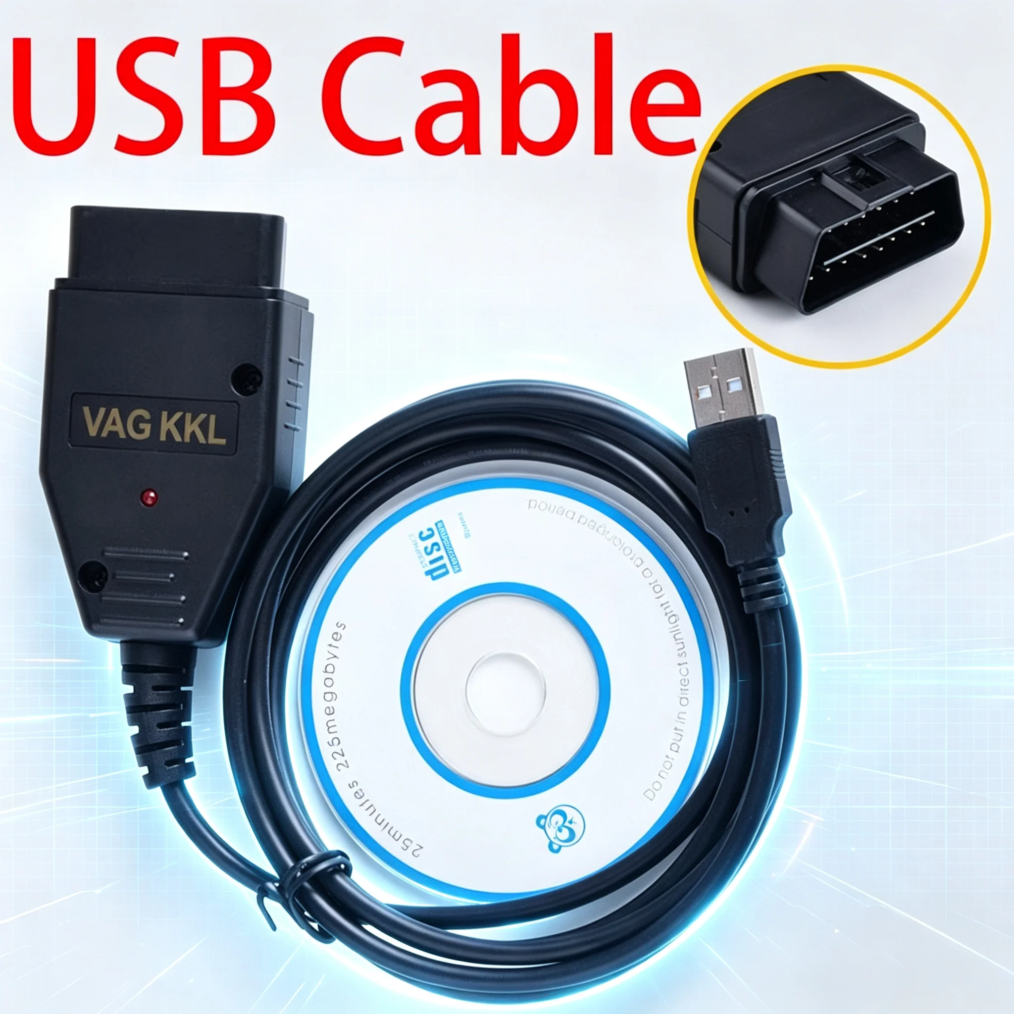 USB VAG-COM Diagnostic Cable KKL FT232RL Vag 409 VAG KKL Black Car Diagnostics Cable OBD2 Diagnostic Interface