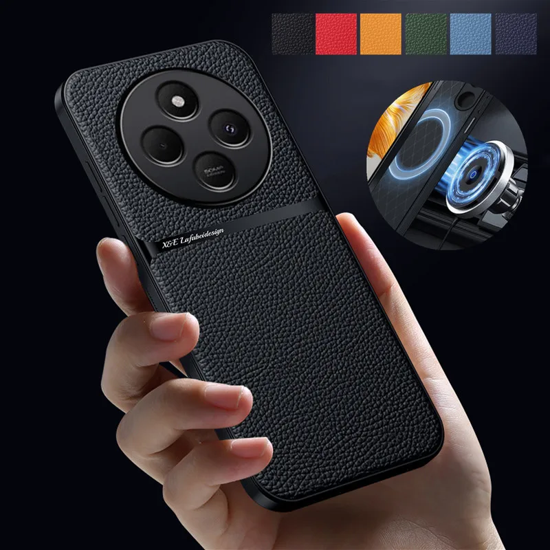 Luxury PU Leather Magnetic Case for Xiaomi Redmi 14C 4G / Poco C75 Protective Cover Hard Back Shell Coque Fundas Capa