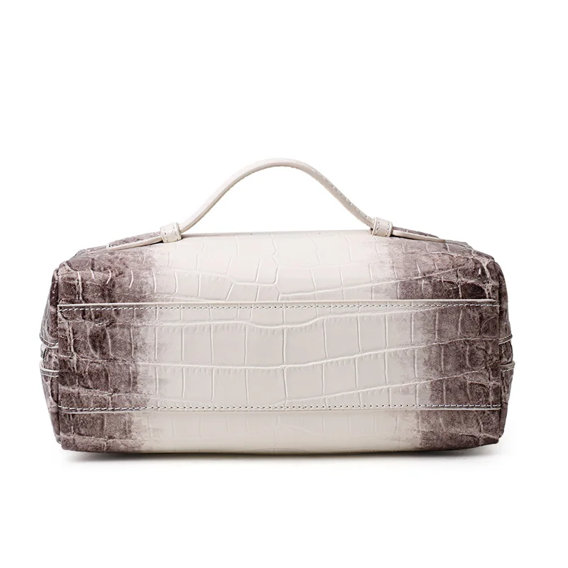 Aidrani Cowhide Travel Cosmetic Bag, Crocodile Texture Portable Makeup Organizer Handbag with Multiple Inner Pockets for Ladies