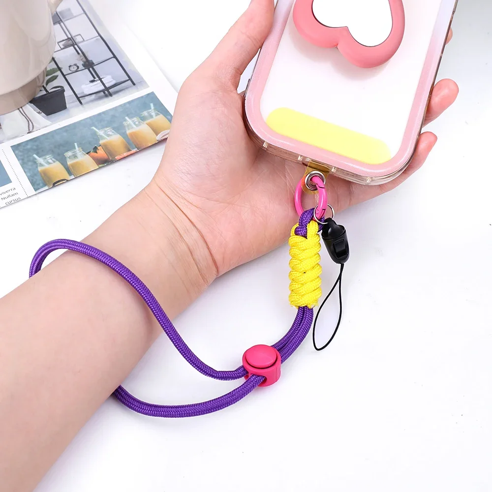 Braided Mobile Phone Lanyard Strap Hanging Chain Ring Cord with Patch Wrist Strap Cell Phone Holder Detachable Rope Keychain