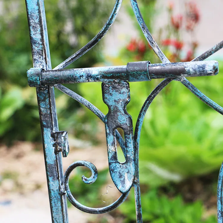 American retro old outdoor rust-proof wrought iron rose climbing vine arch flower stand garden villa terrace courtyard