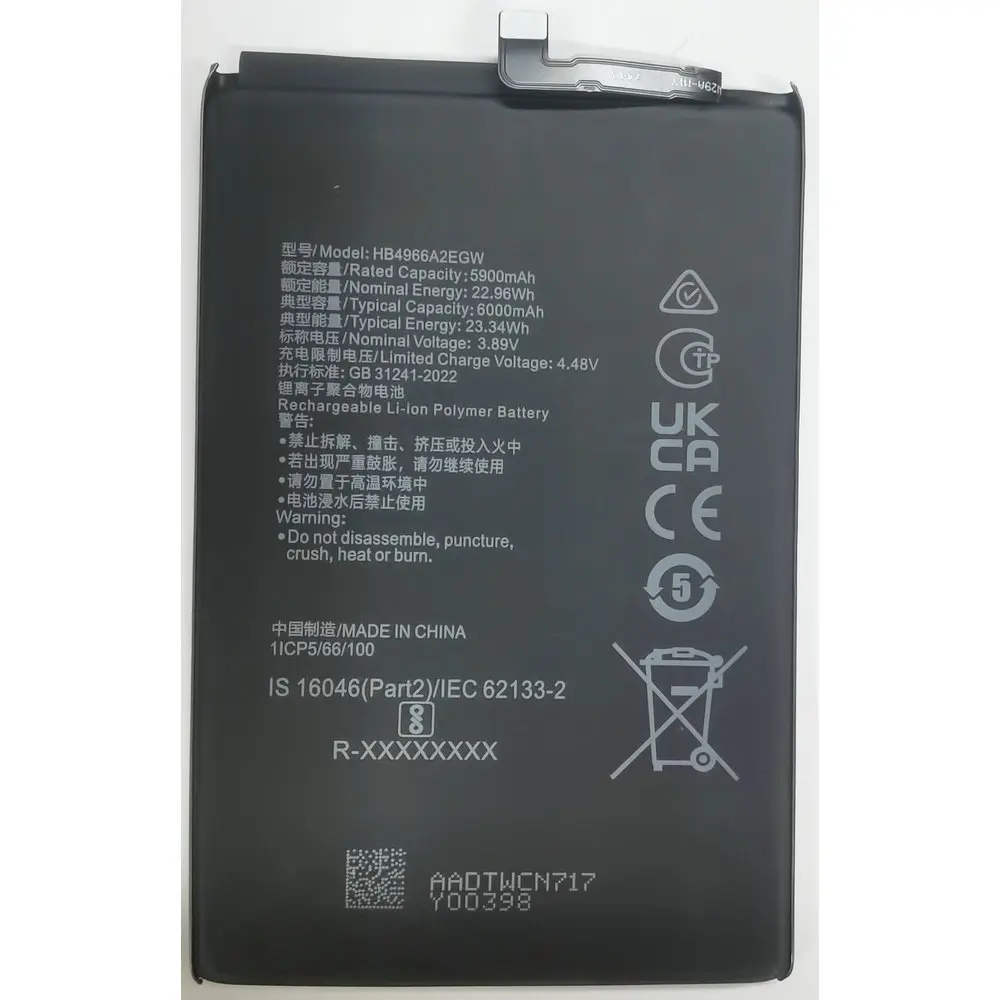 

New HB4966A2EGW Replacement Battery For Huawei Honor Play 50 Plus, CLK-AN00, X7b, CLK-LX1, CLK-LX2, CLK-LX3 Mobile Phone