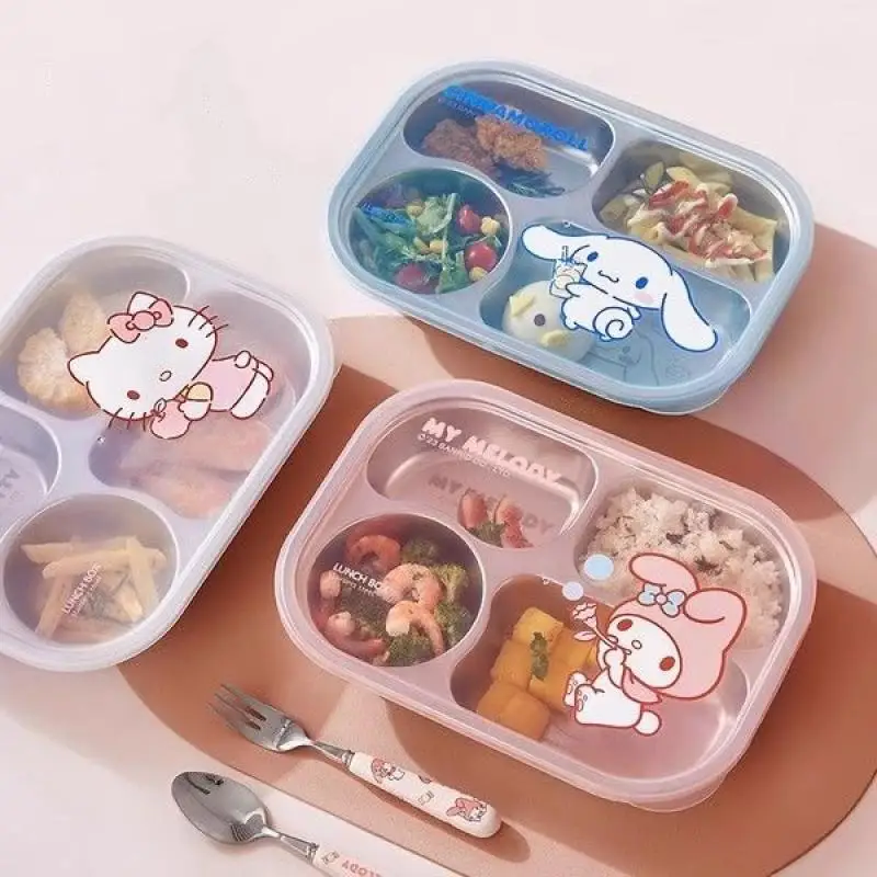 

Hello Kitty Sanrio Dining Plate Kawaii My Melody Cinnamoroll 900Ml Children Cute Cartoon Large Capacity 304 Material Tableware