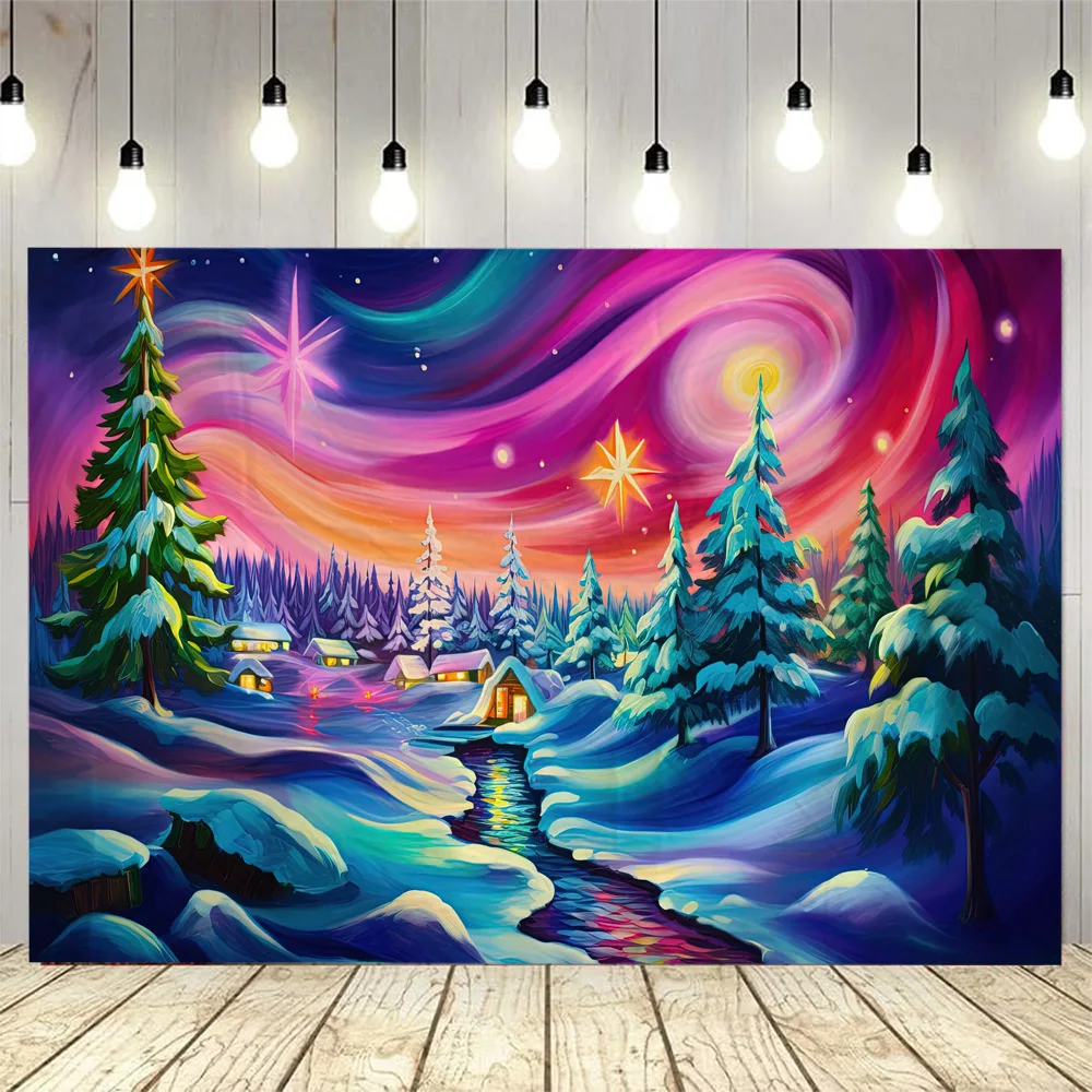 

Christmas oil painting tapestry Christmas tree starry sky home decoration fabric mural background poster Christmas gift