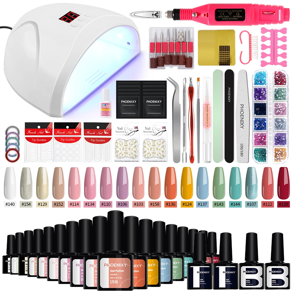 Kit de herramientas de manicura profesional, esmalte de uñas en Gel, lámpara de secado de uñas, barniz de Gel semipermanente, 18/10 colores