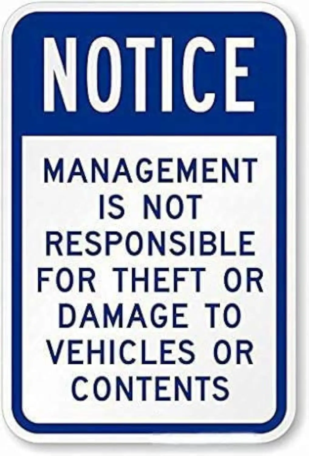 DAOLEG Wall Decor Warning Sign Decor 8x12 Tin Metal Signs Notice - Management is Not Responsible for Theft Or Damage to Vehicles