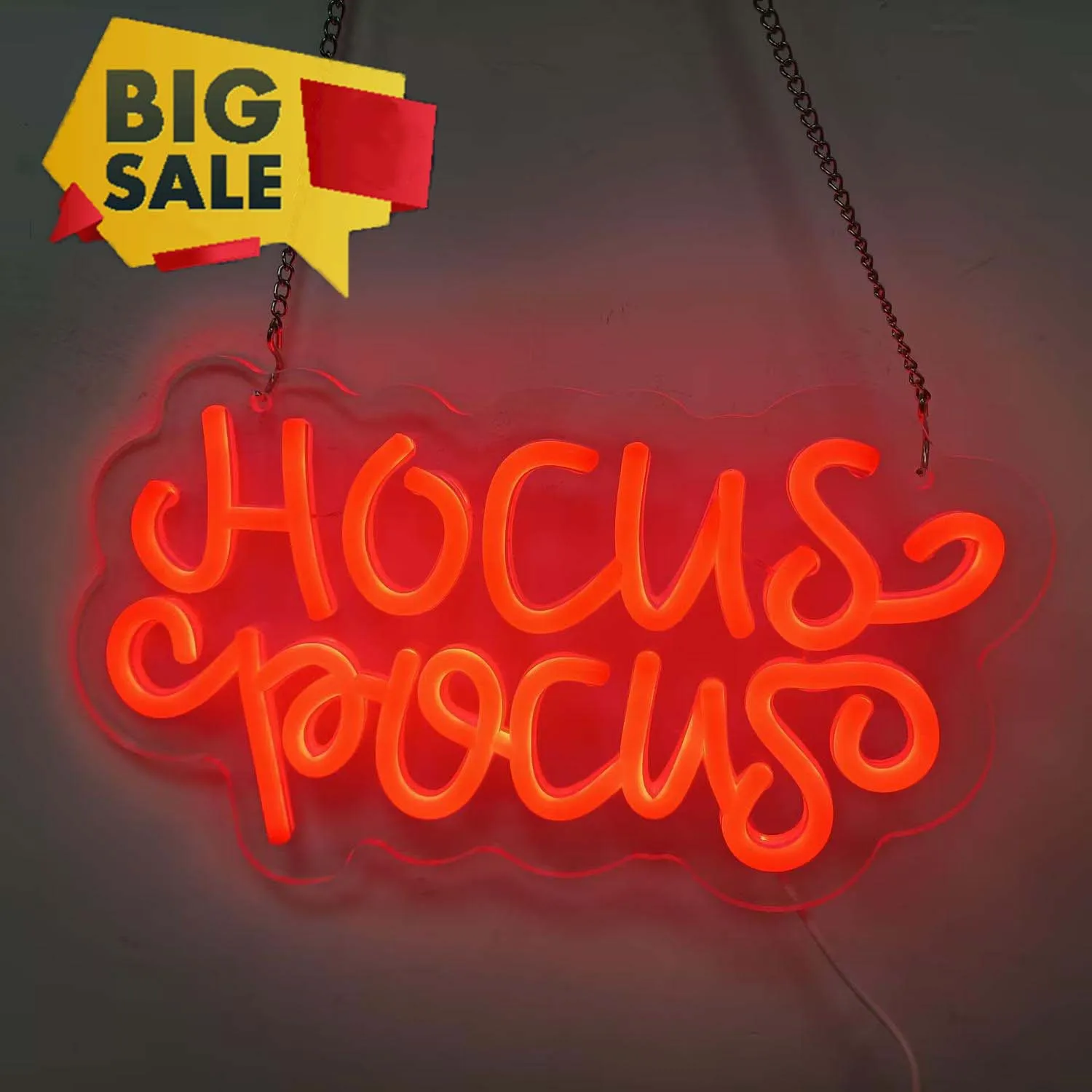 

HOCUS POCUS Неоновая вывеска USB с регулируемой яркостью, светодиодная неоновая вывеска, настенное художественное украшение для Gameroom, спальни, гостиной, бара, вечерние подарки
