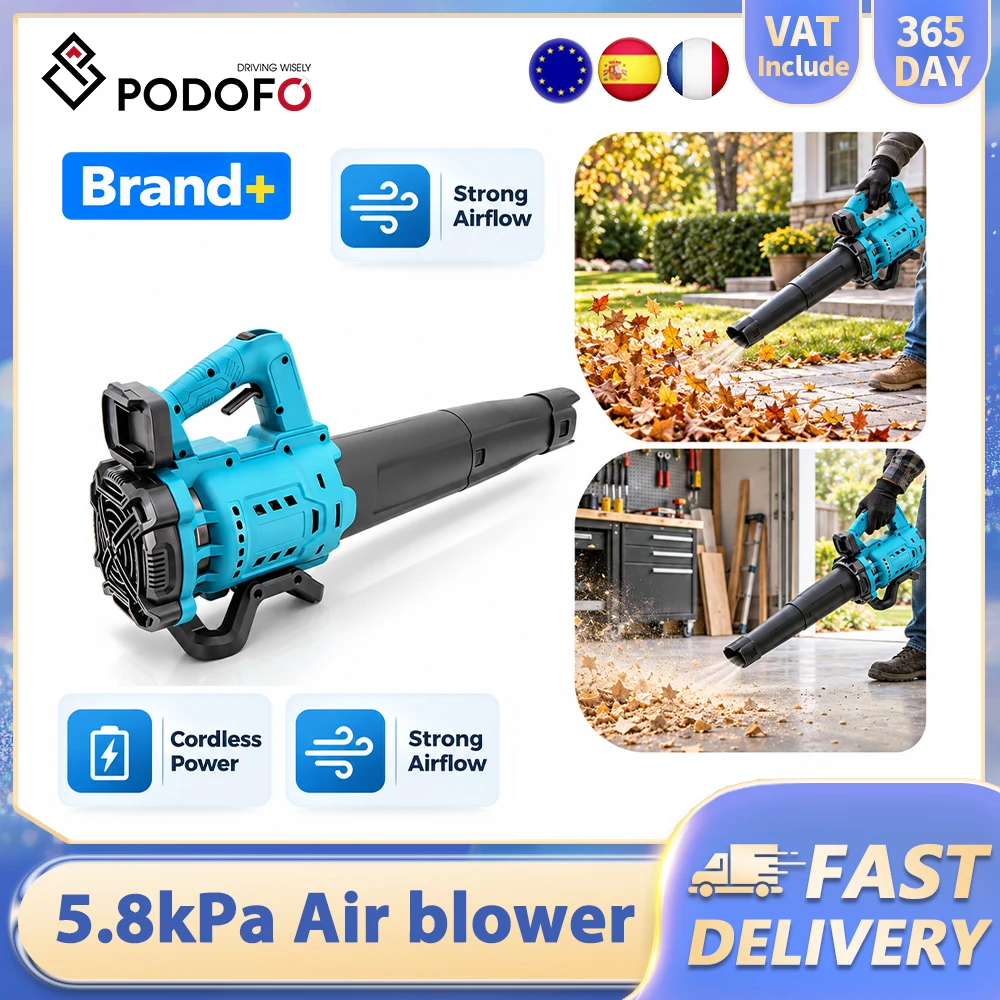 Podofo 5.8kPa, aspirapolvere e soffiatore elettrico portatile 2 in 1, ricaricabile, con spazzola per la raccolta di foglie e polvere, ad alta potenza, senza fili, multifunzionale, ideale per la