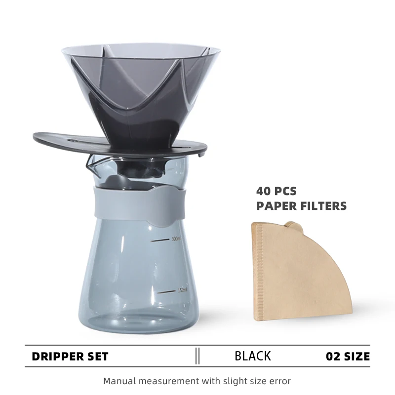 New Creative Borosilicate Glass Plastic Barista Dripper Server Paper Filters COFFEE kit Accessories