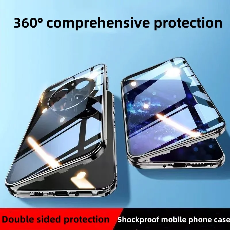 

360° Double Sided Glass Magnetic Phone Case For Realme 12 Pro Plus Metal Lens Protector For OPPO Realme 12 12Pro Plus 5G Cover