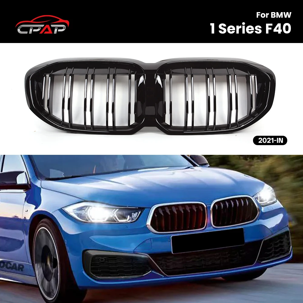 

Front Bumper Kidney Grille Hood Grills Gloss Black For BMW For BMW 1 Series F40 2021-IN Double Slat Style