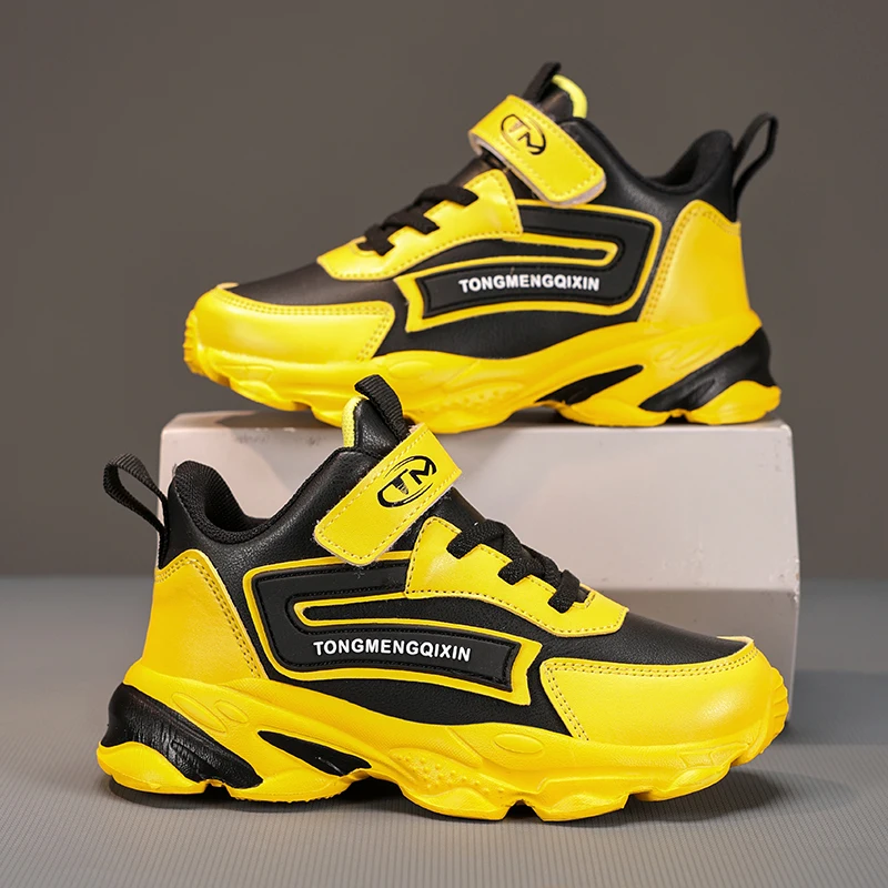 

Пара детских кожаных спортивных кроссовок на все сезоны, модные и удобные повседневные туфли для школы, размер 28-40, LDZ-026.