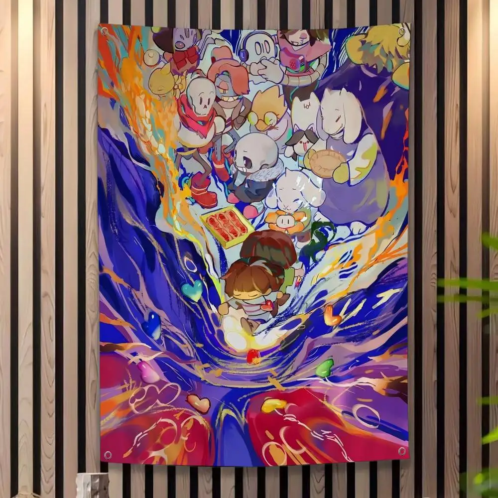 Hot Video Game U-Undertale  Cartoon Flag Art Science Fiction Room Home Decor Wall Hanging Home Decor Banner