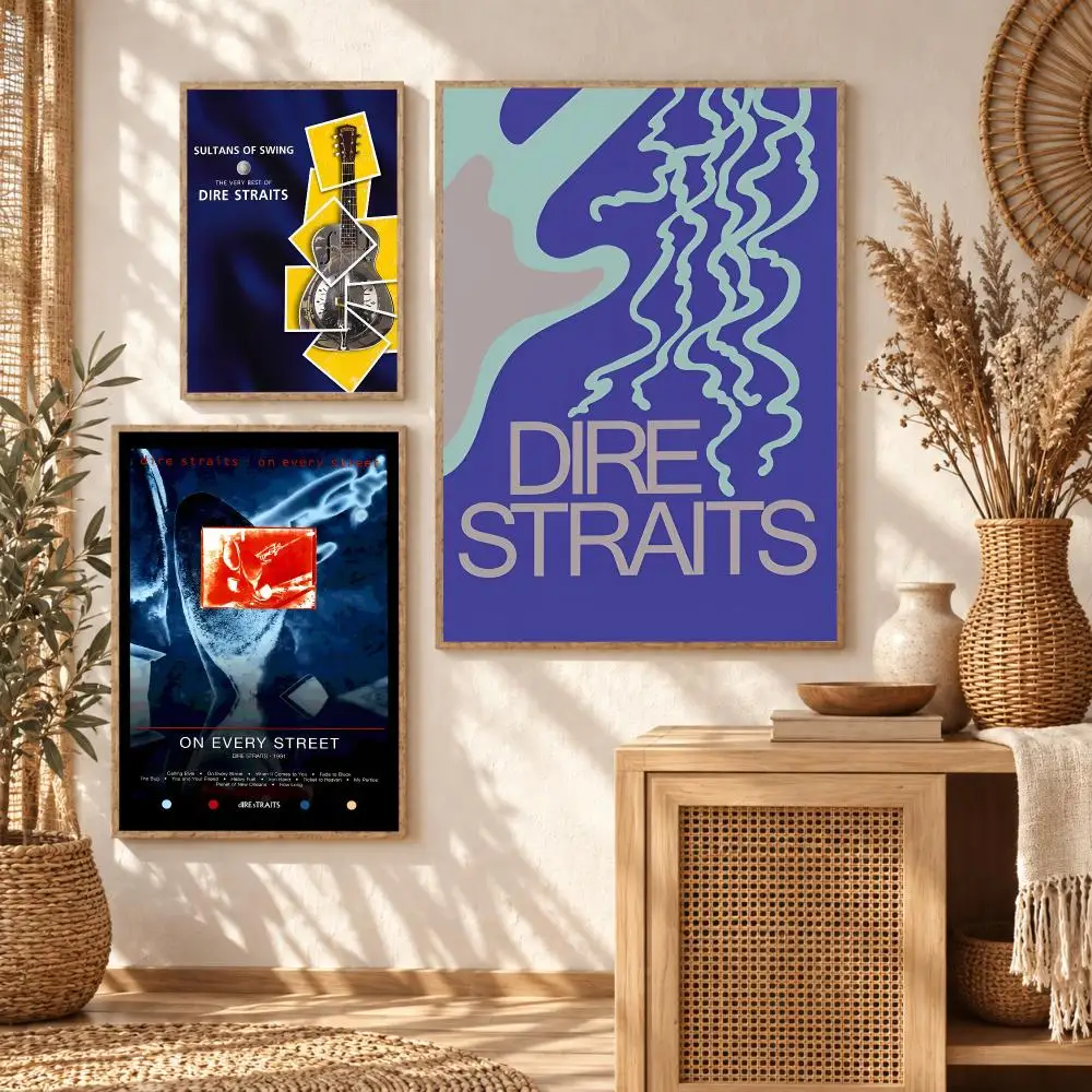 Dire S-Straits Rock Band Poster Stickers Self-Adhesive Mural Wall Art Decals for Bedroom Living Room Home Painting Decor Gift