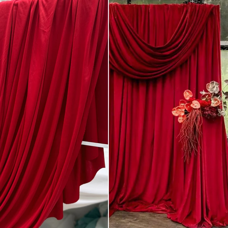Red Burgundy Stretch Fabric Good Draping Cloth for Wedding Decor, Party Backdrops, Curtains,Photography Background Wide 170cm