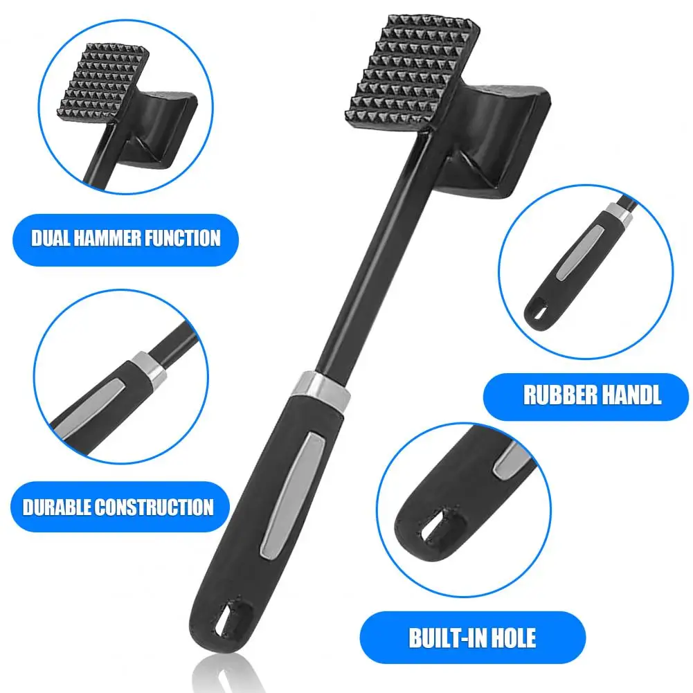 Meat Flattening Hammer Heavy Duty Meat Tenderizer Hammer Dual-sided Kitchen Mallet with Pyramid Teeth Meat Pounder for Beef