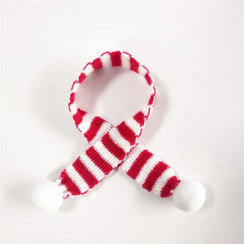 12/6pcs Red and White Mini Christmas Scarf Christmas Stripes Red Wine Bottle Knit Scarf Cover Xmas Party Ornament