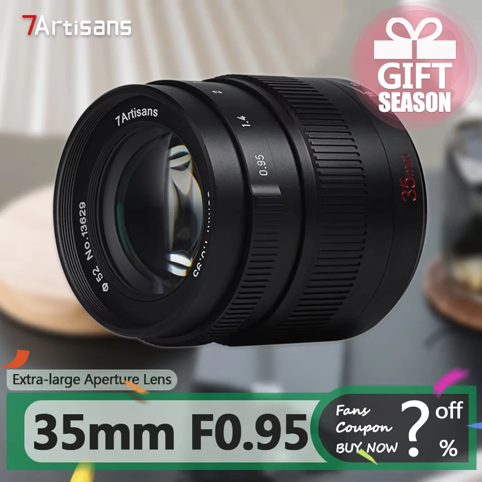 7artisans APS-C 35mm F0.95 Extra-large Aperture Portrait Camera Lens with Sony E Nikon Z Fujifilm XF Canon EOS-M RF M43 Mount