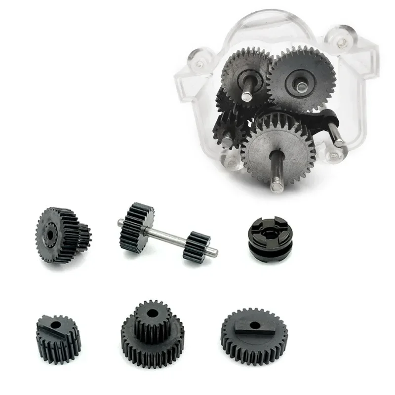 1 Juego de engranajes de aluminio de alta calidad para cambio de caja de cambios de 2 velocidades para WPL B1 B24 B16 B36 C24 1/16 4WD 6WD piezas de coche RC