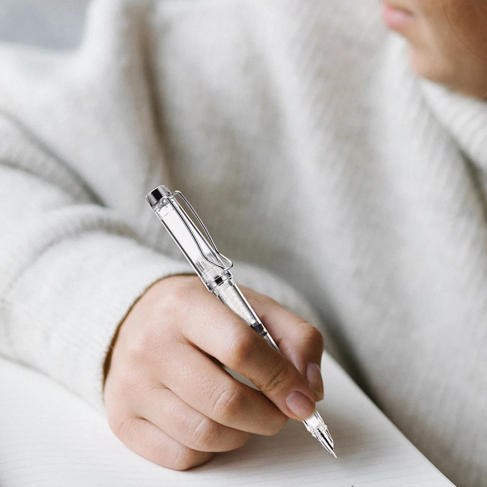 

4 шт., гладкая перьевая ручка для письма, прозрачный эргономичный дизайн, долговечная смола, металлическая конструкция для каллиграфии, школьного офисного использования