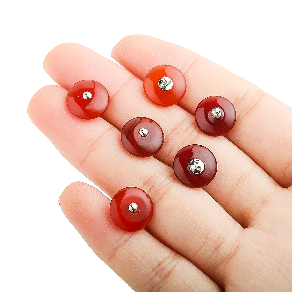 2PCS 12MM Natural Red Agate Shank Buckle Crystal Button Clothing Decorative Accessories Woolen Coat DIY Sewing Supplies