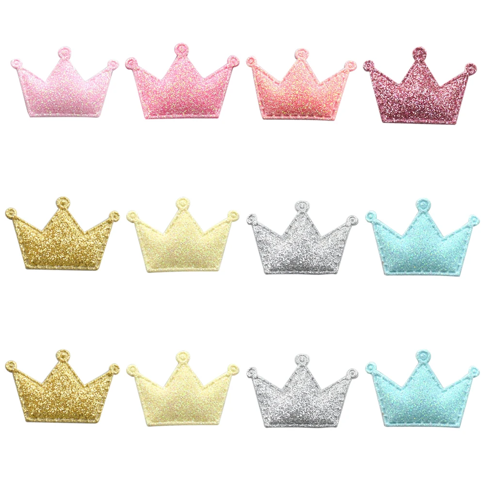 

50pcs Crown Patch Sew On Fabric Cloth Sticker Decoration Denim Bag Apparel DIY Glitter Soft Applique Elastic B