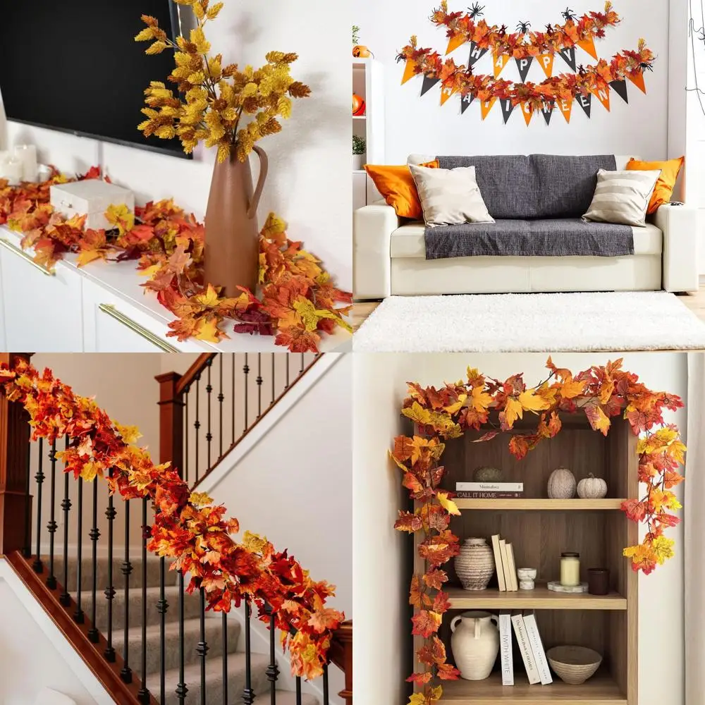

Artificial Fall Garland 106.2 Ft Maple Leaves for Thanksgiving and Autumn Home Decor, Wedding, Fireplace, Party