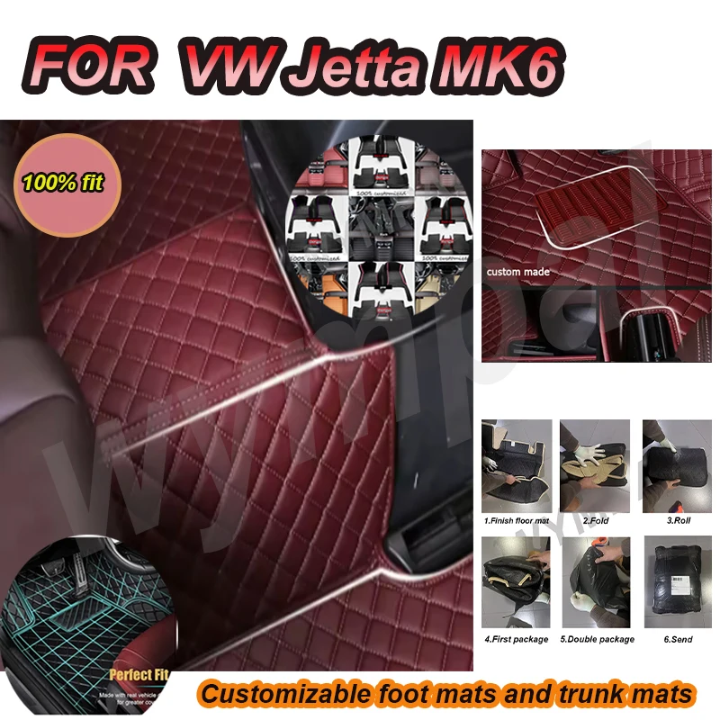 

LUXURY Custom Automotive Car Floor Mats For VW Jetta MK6 2011 2012 2013 2014 2015 Auto Luxury Leather