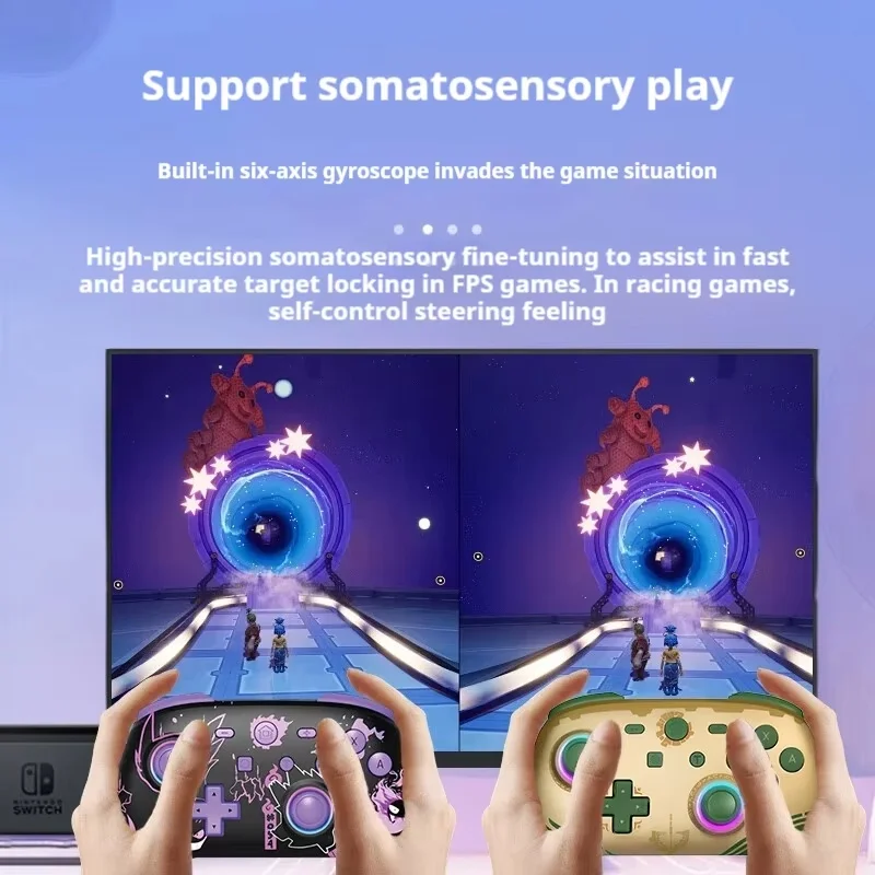 Yuyou Genggui Controller Wireless Bluetooth Six Axis Motion Sensing Game Entertainment Ns Pc Controller With Two Connect Modes