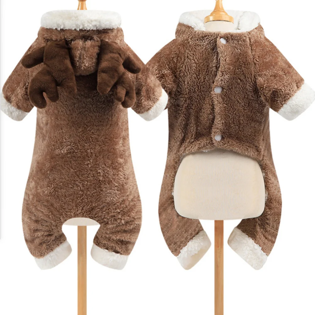 

Party Dog Cloth Christmas Elk Design Flannel Coat Durable and Long-Lasting for Small Dogs Brown M Size Perfect for Outdoors