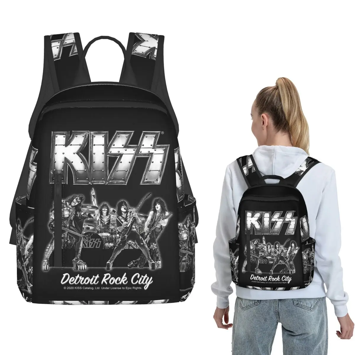 Kiss Rock Band Retor (20) Backpack Daypack Boys Girls BookBag School Bag Shoulder Bags for Men Women