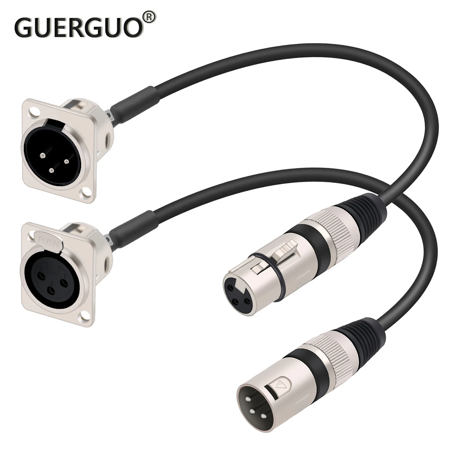 0.3M-15M 3 Pins XLR Cable D-Type XLR Female Panel to XLR Male Connector Pass Through OFC Copper Shielded Cable for Microphone